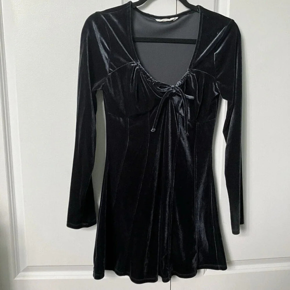 Bluenotes Blue Velour Velvet Mini Dress Goth Witchy  Boho Whimsigoth Medium - Picture 1 of 5